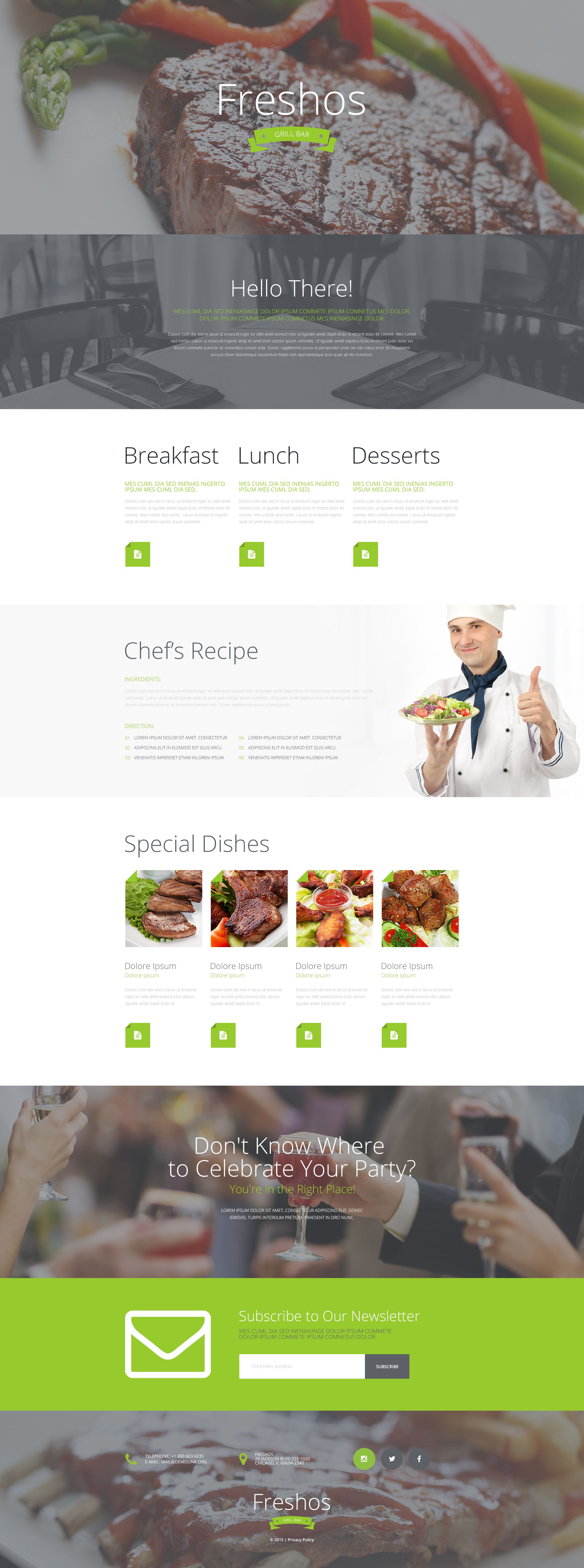 Cafe and Restaurant Responsive Landing Page Template