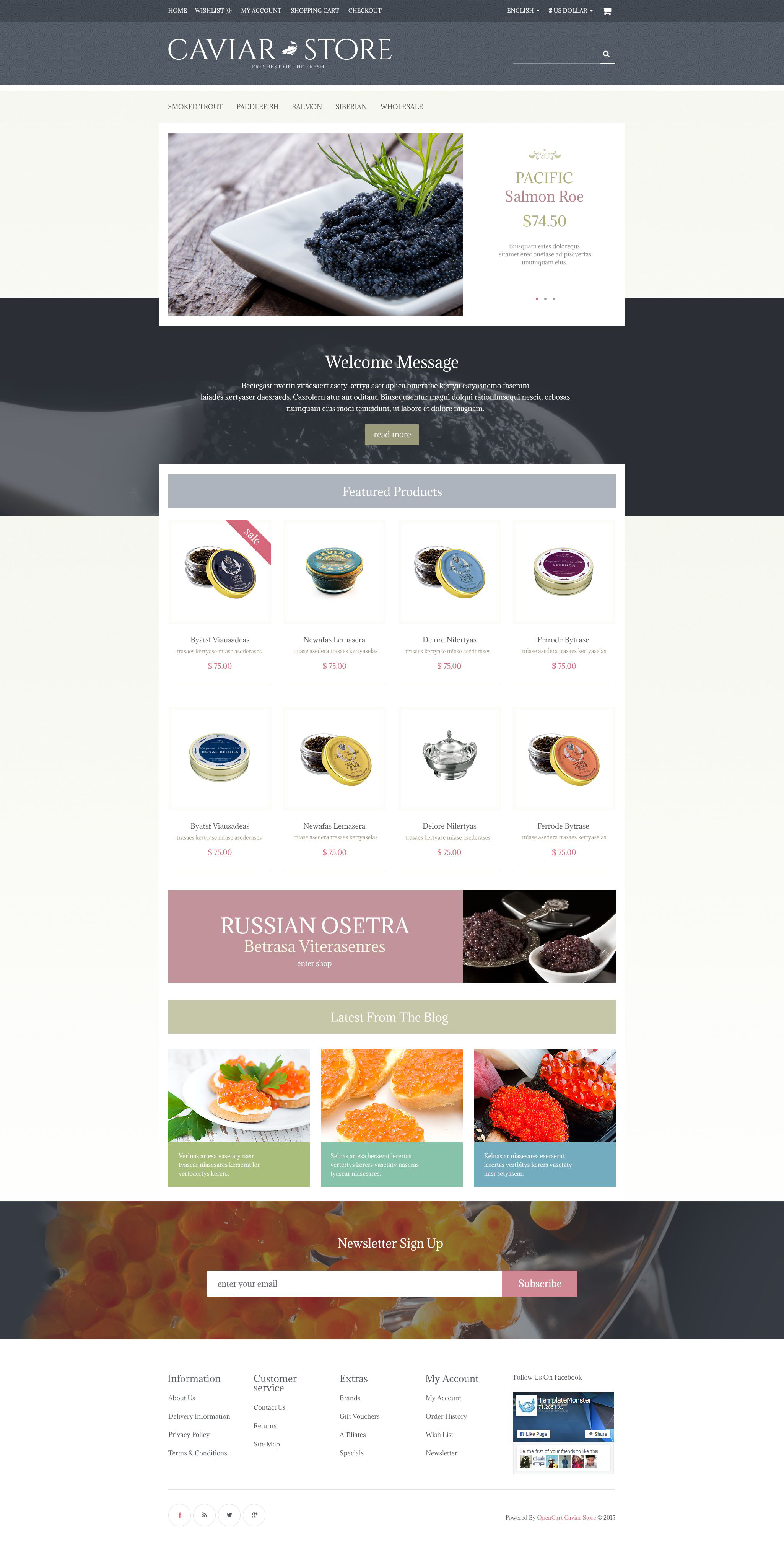 Caviar Store OpenCart Template