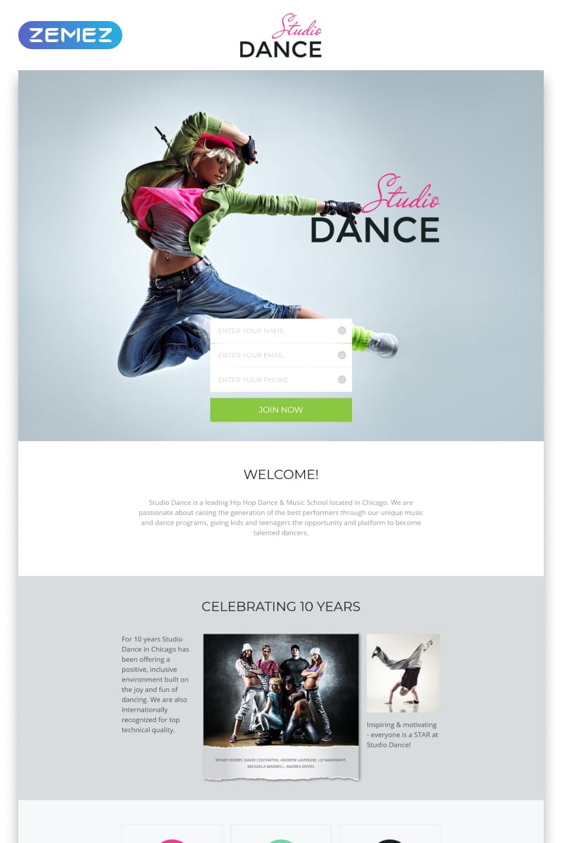 Dance Studio - Special Education Clean HTML5 Landing Page Template