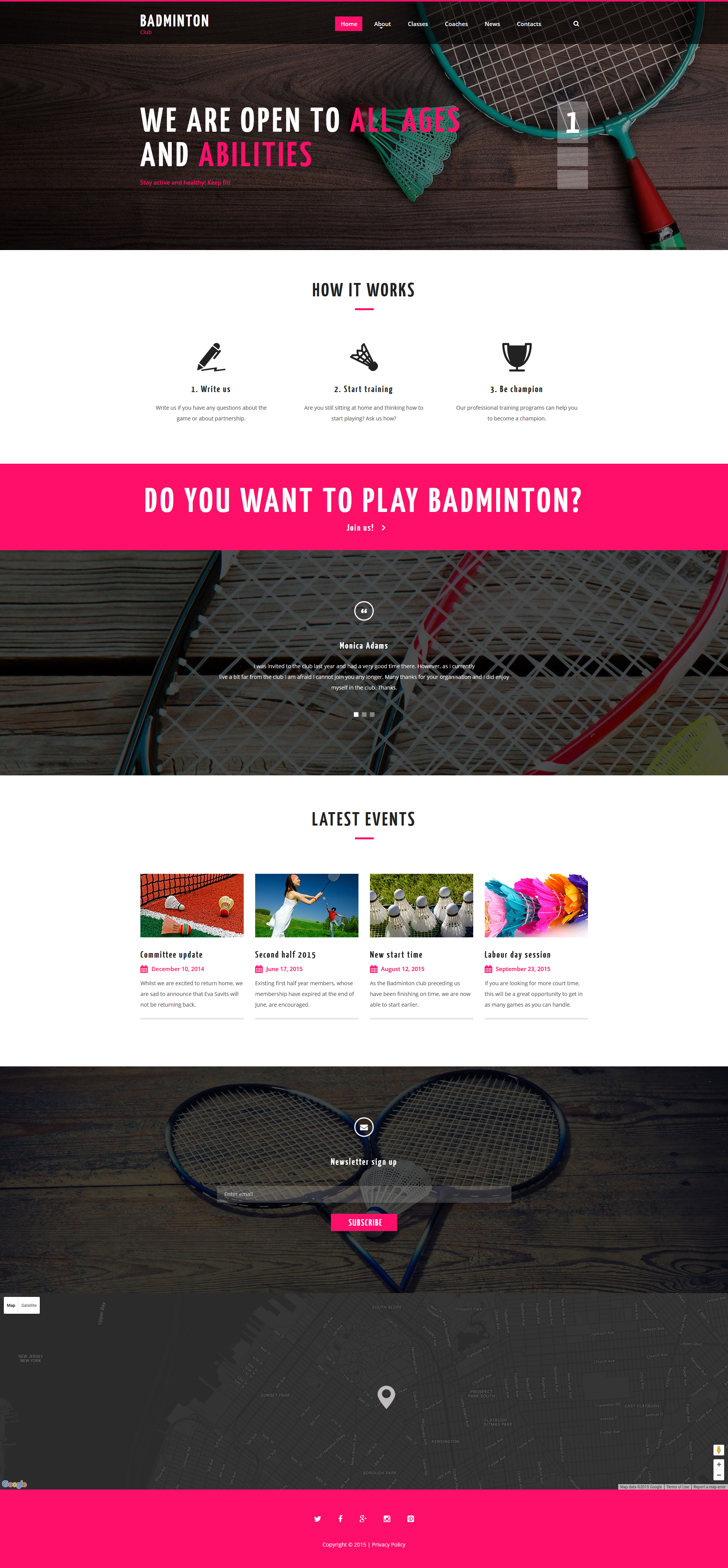 Badminton Club Website Template