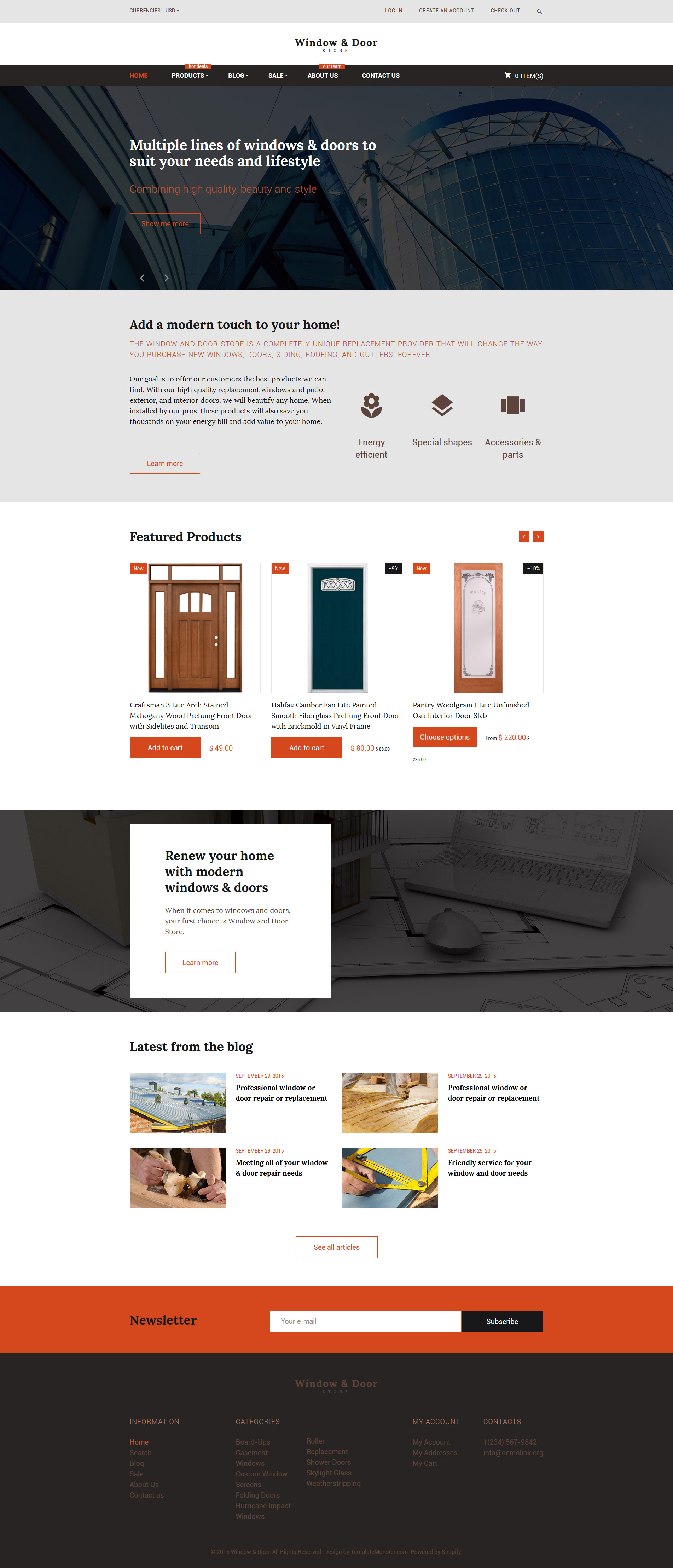 Windows and Doors Store Shopify Theme