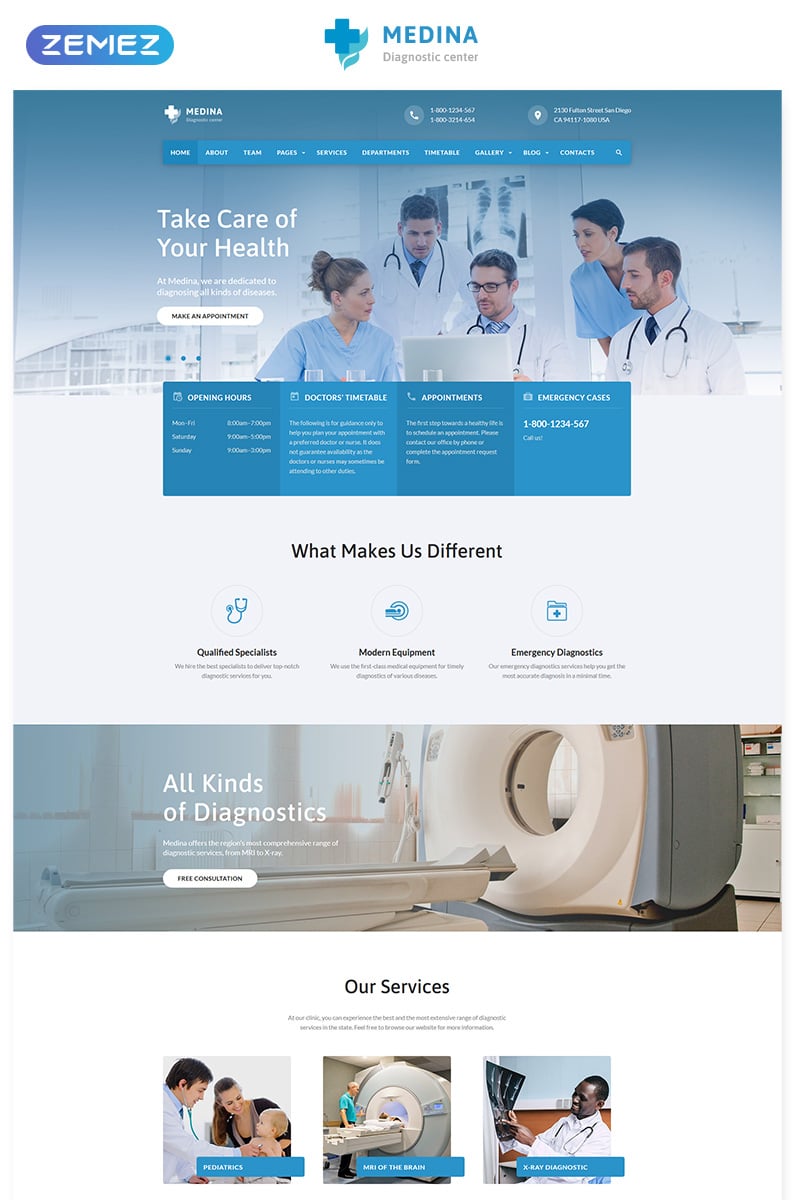 Medina - Diagnostic Center Multipage HTML Website Template