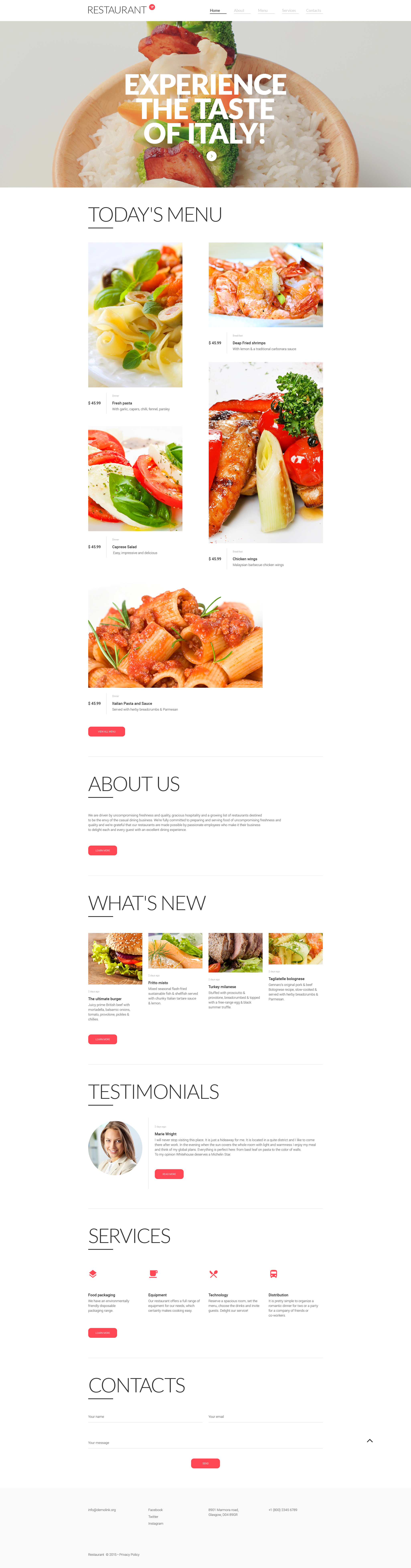 Cafe and Restaurant Responsive Website Template