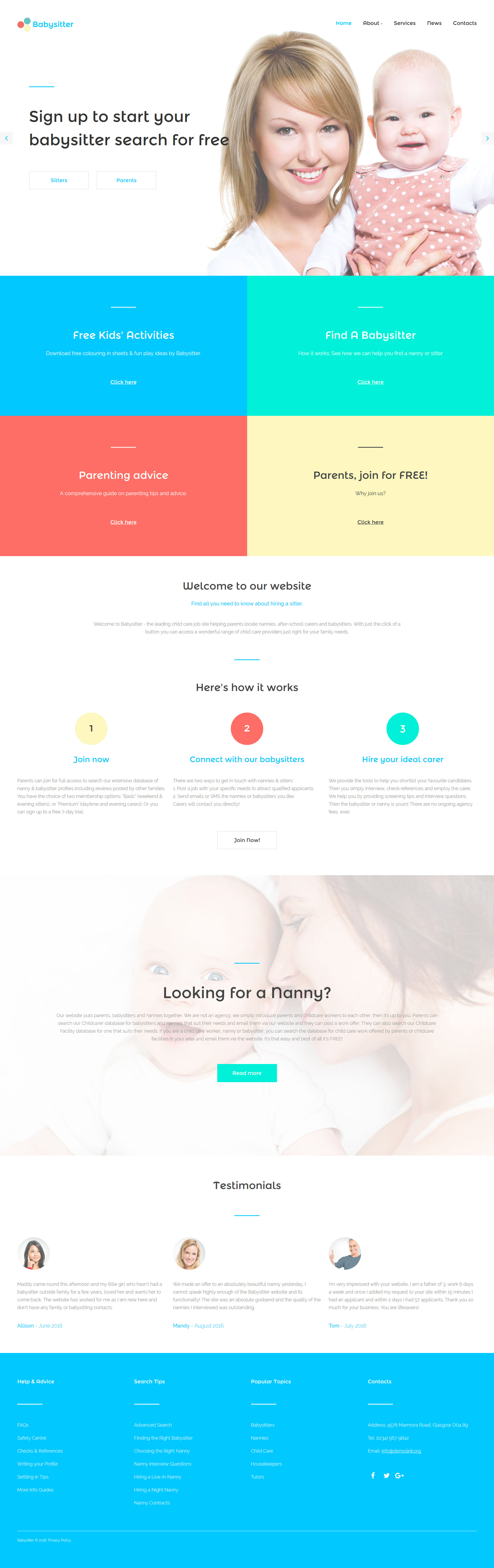 Babysitter Responsive Website Template