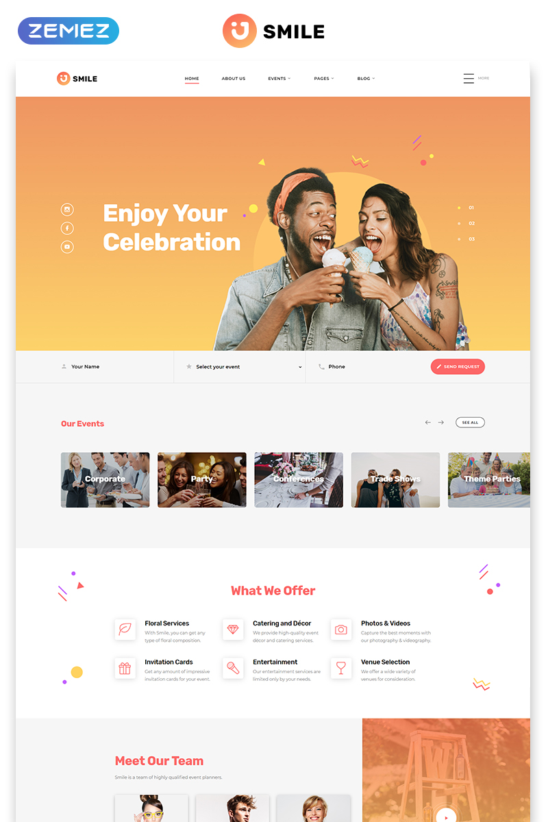 Smile - Event Planner Clean Multipage HTML5 Website Template