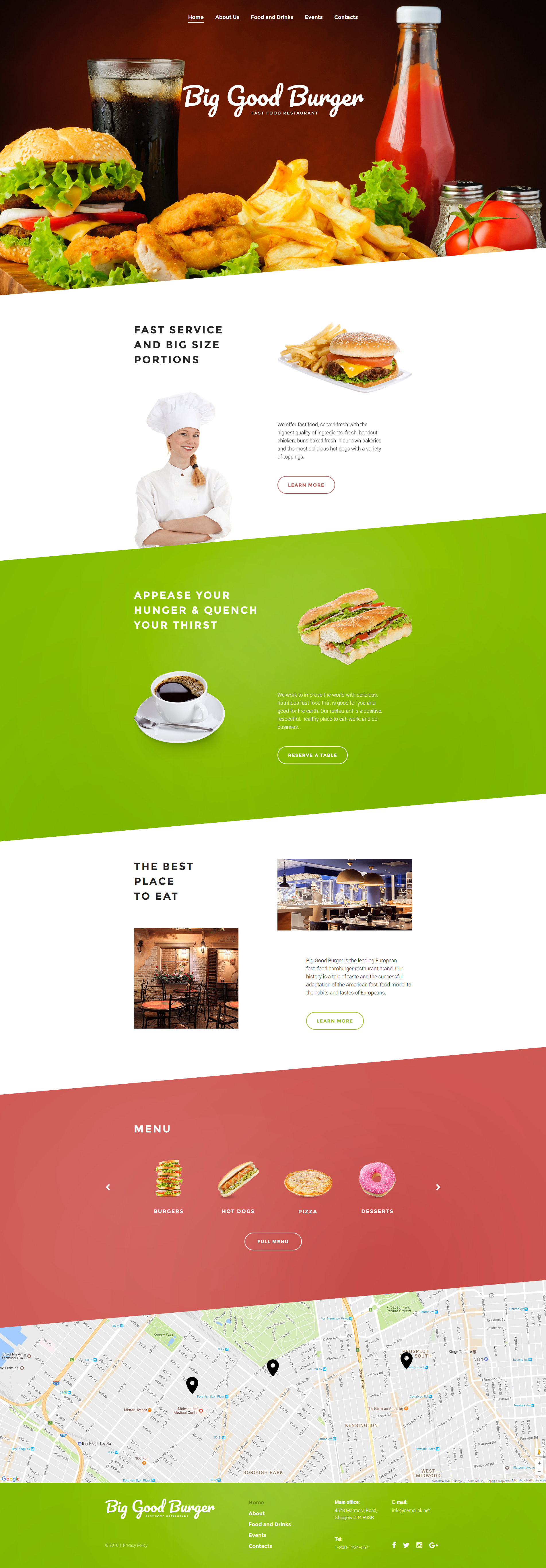 Big Good Burger - Fast Food Website Template