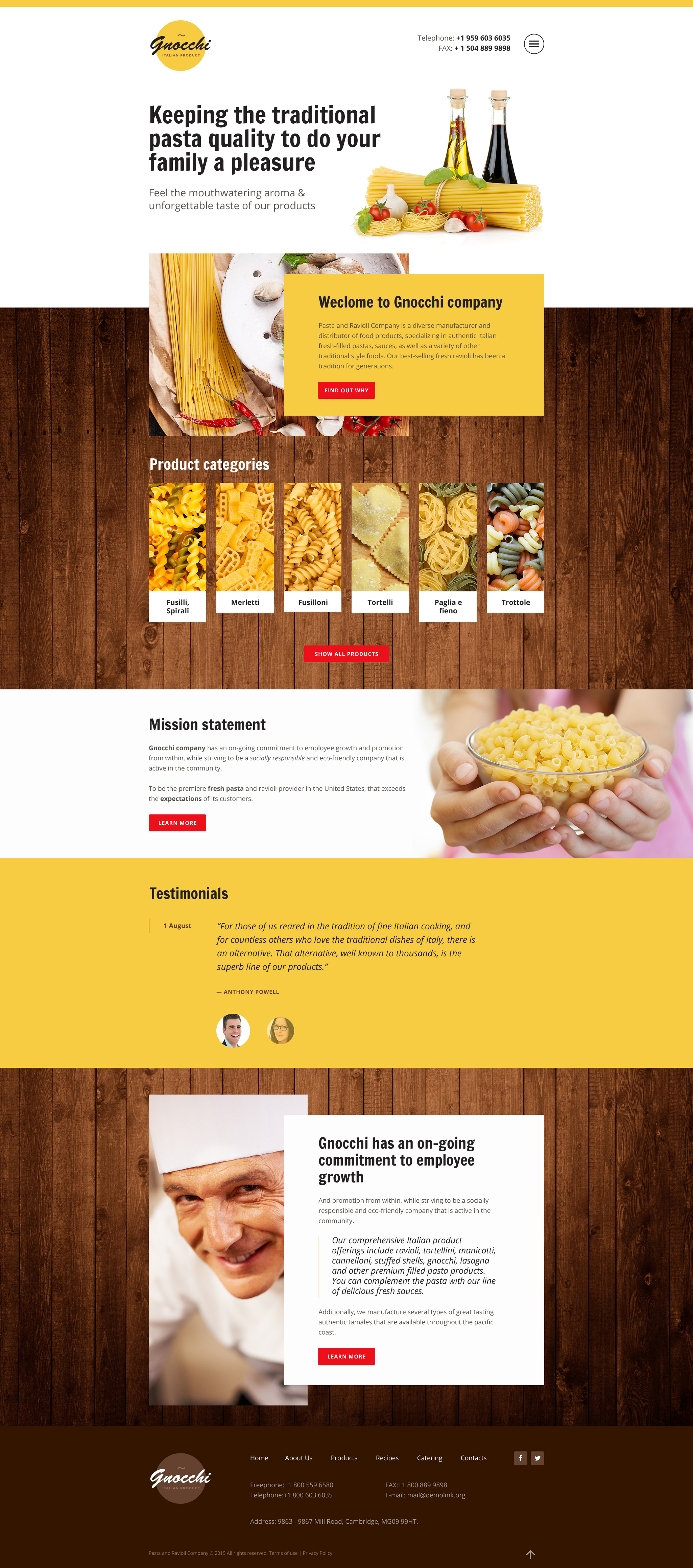 Pasta and Ravioli Website Template