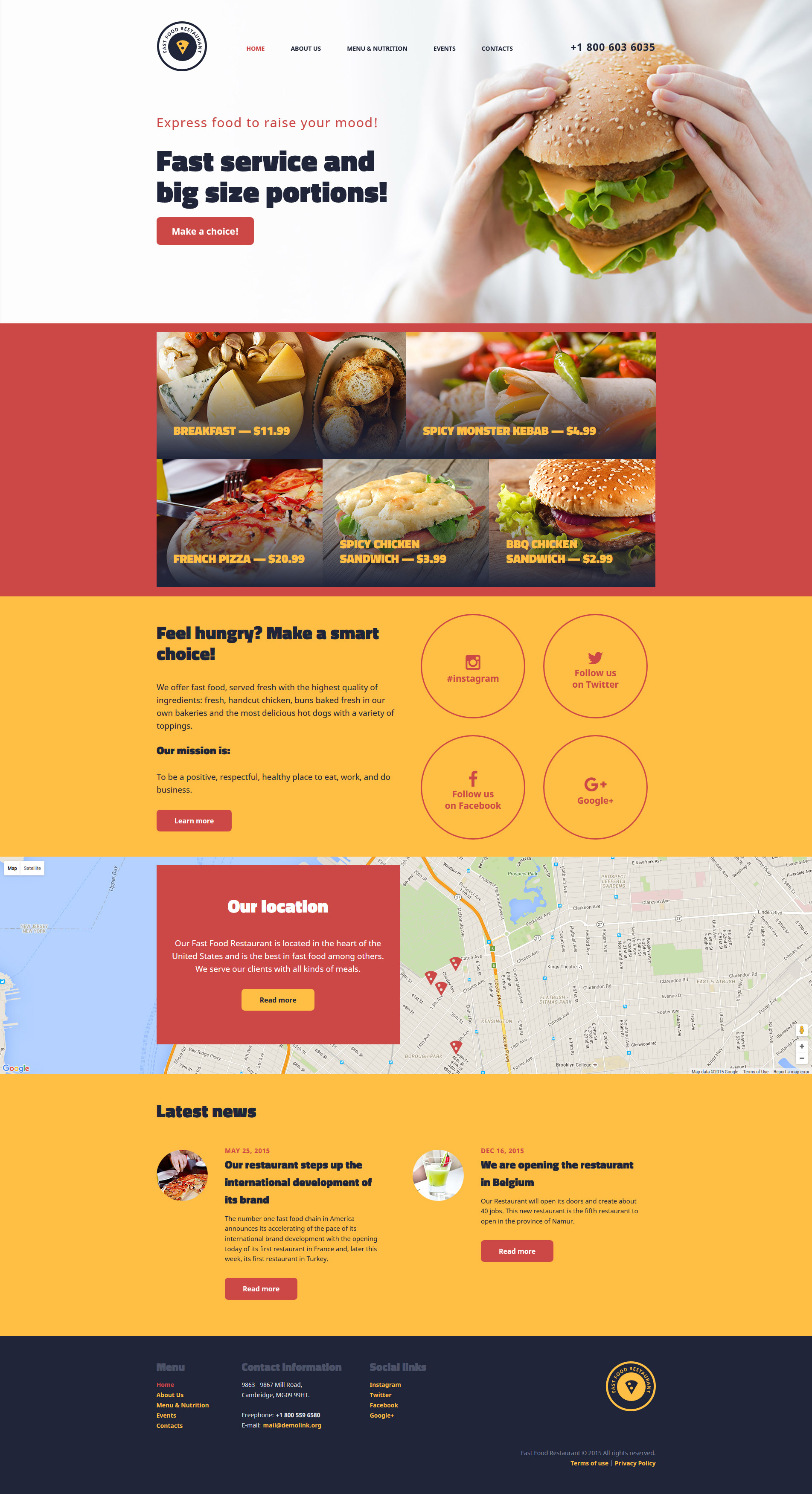 Fast Food Restaurant Website Template