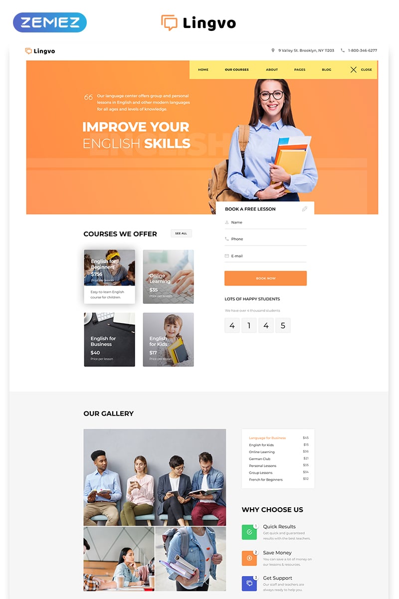 Lingvo - Language School Multipage Simple HTML5 Bootstrap Website Template