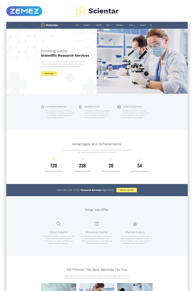 Scientar - Science Lab Multipage HTML Modern Website Template