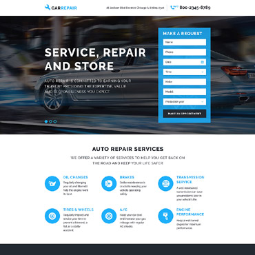 Repairs Automobile Landing Page Templates 58068