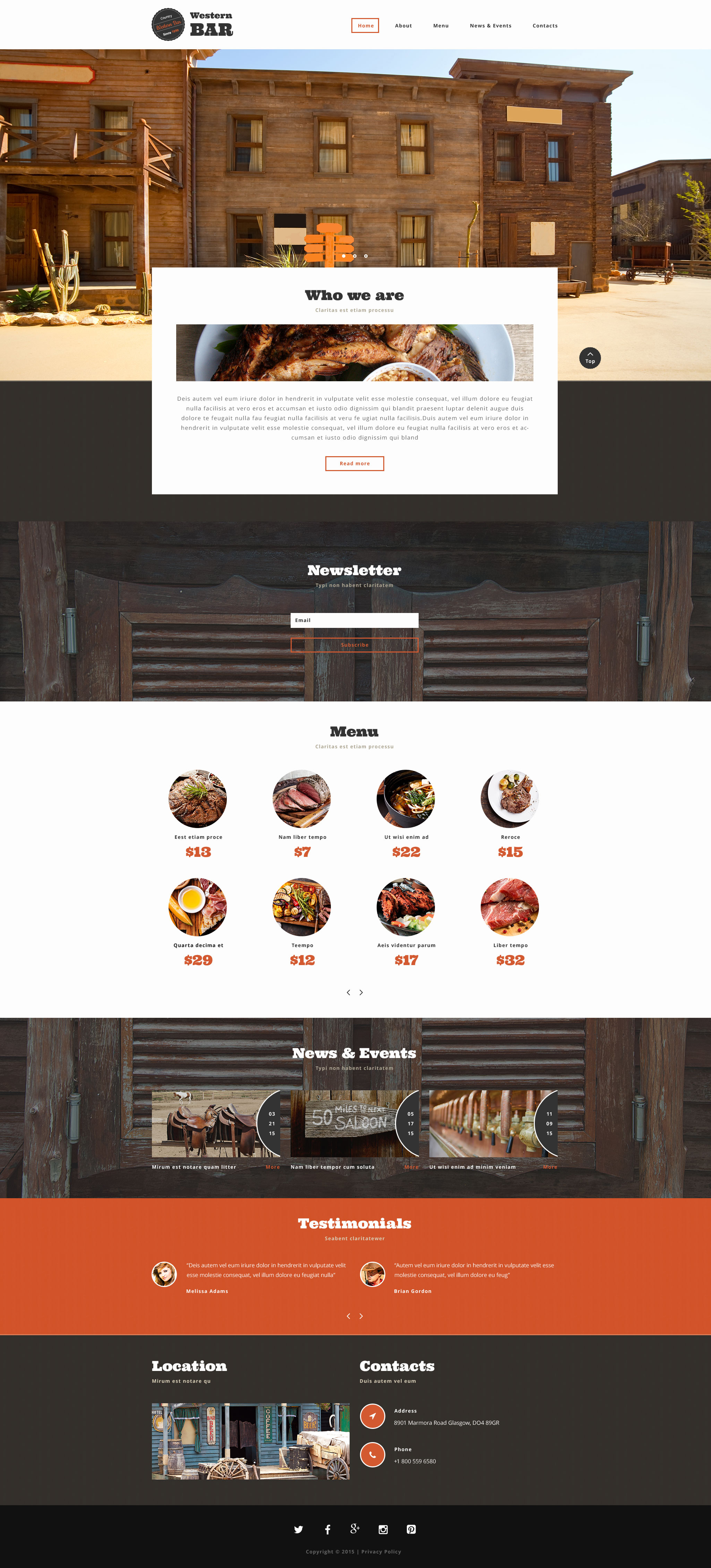 Cafe and Restaurant Responsive Website Template