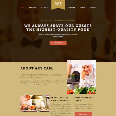 Cafe Restaurant Responsive Website Templates 58085