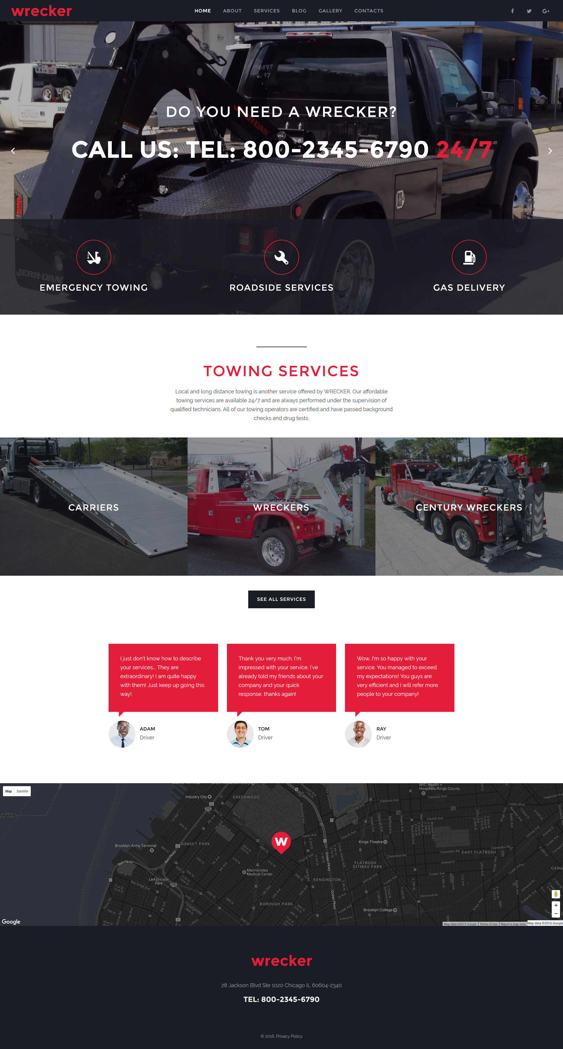 Wrecker - Auto Towing & Roadside Services Website Template