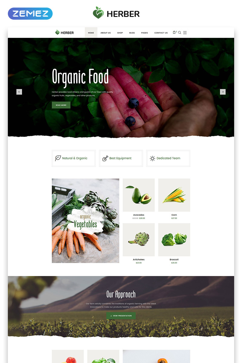 Herber - Accurate Organic Food Online Store Website Template