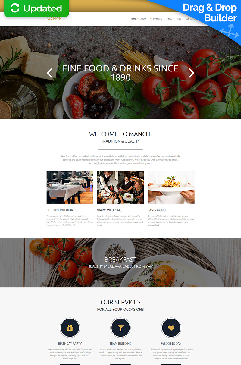 Cafe and Restaurant Moto CMS 3 Template