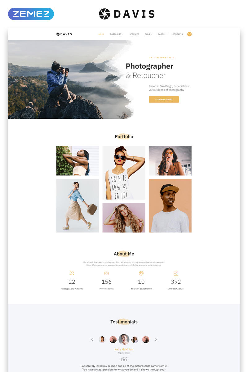 Davis - Photographer Portfolio Multipage HTML5 Website Template