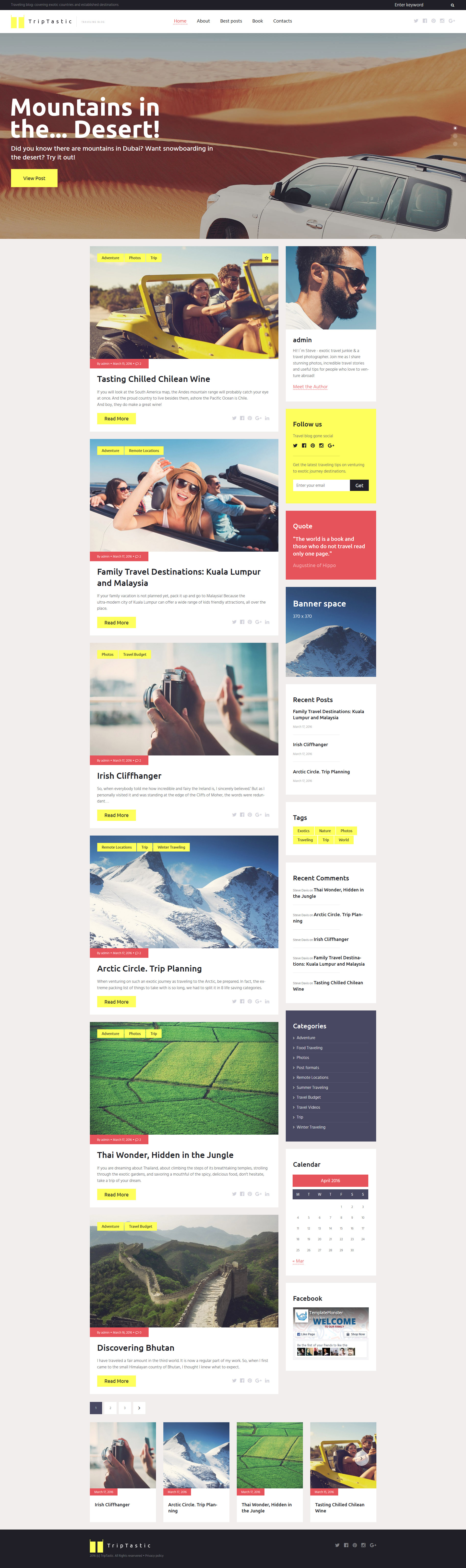 TripTastic - Travel Blog WordPress Theme