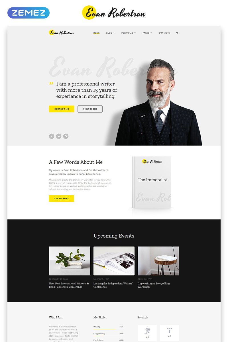Evan Robertson - Personal Multipage Clean HTML Bootstrap Website Template