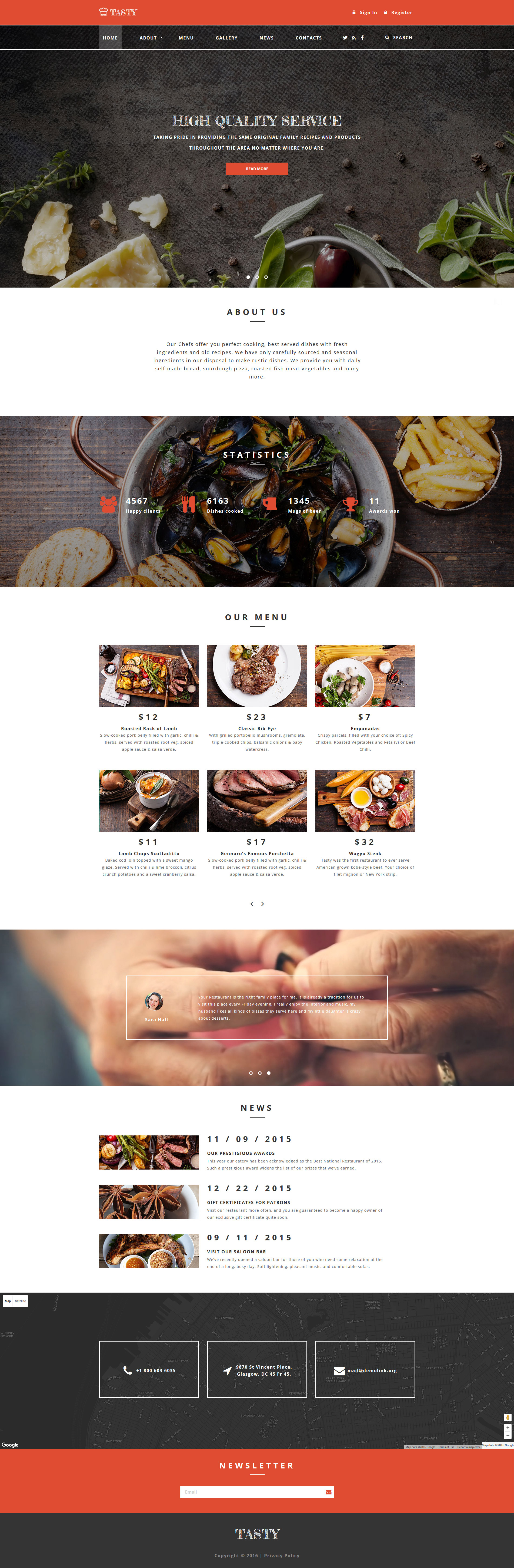 Tasty - Cafe and Restaurant Website Template