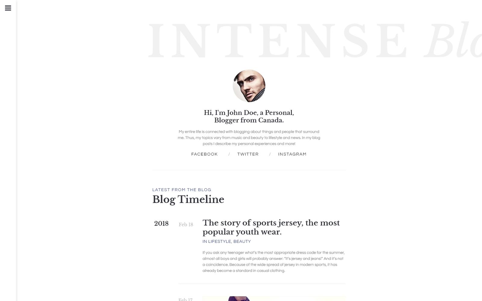 INTENSE Blog Website Template