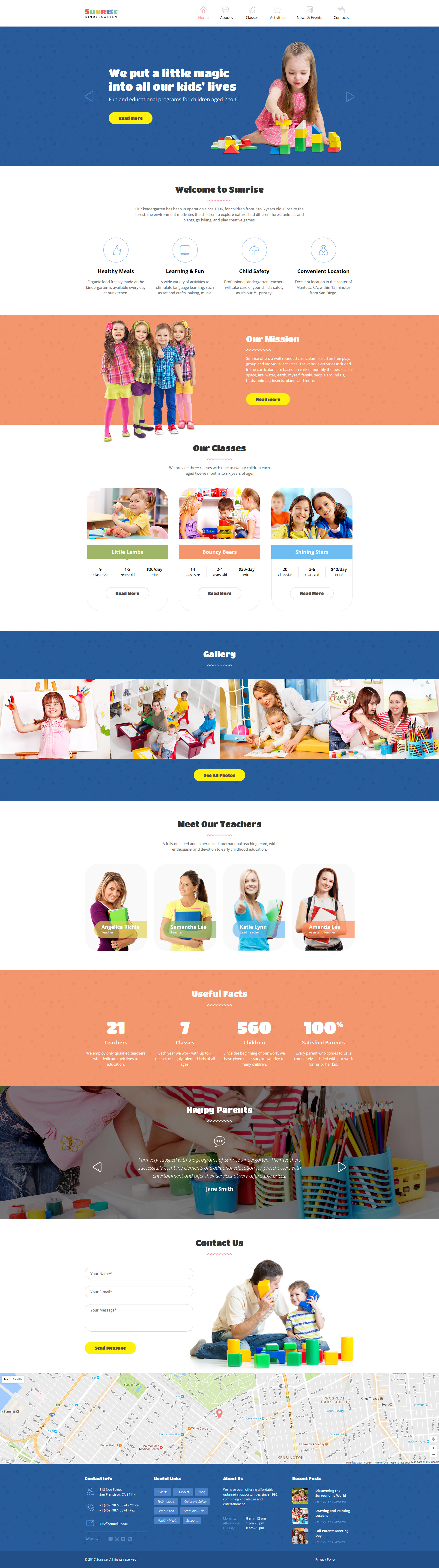 Sunrise - Kids Center & Kindergarten Responsive Website Template