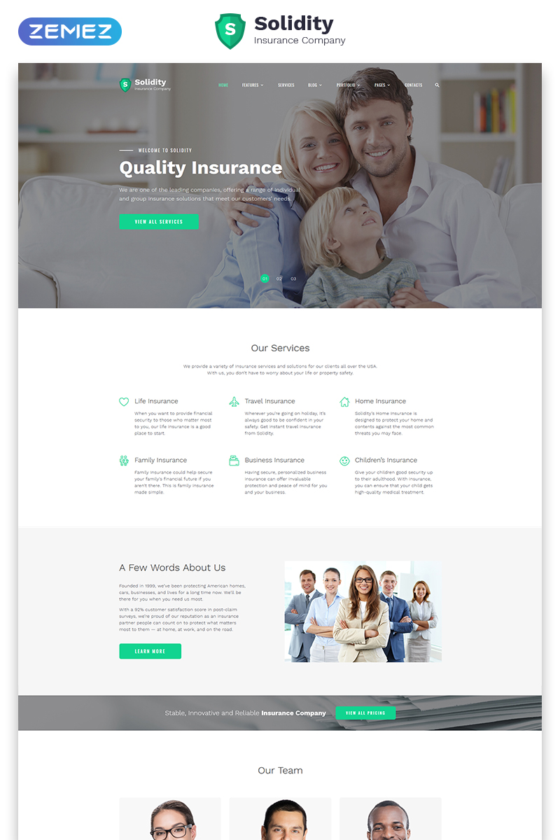 Solidity - Insurance Multipage Clean HTML Bootstrap Website Template