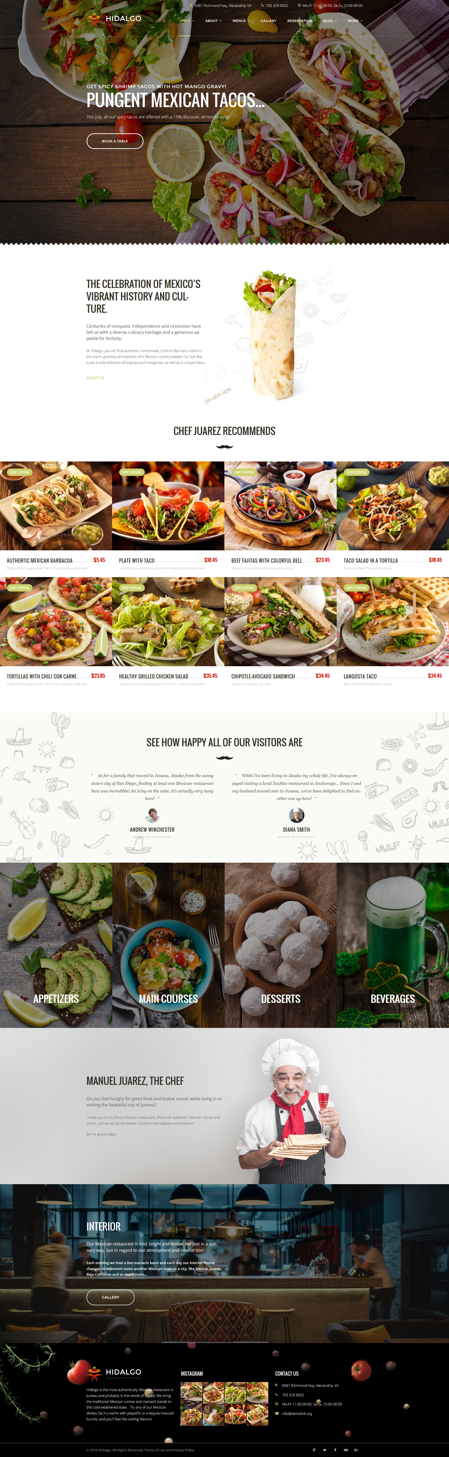 Hidalgo - Mexican Food Restaurant WordPress Theme