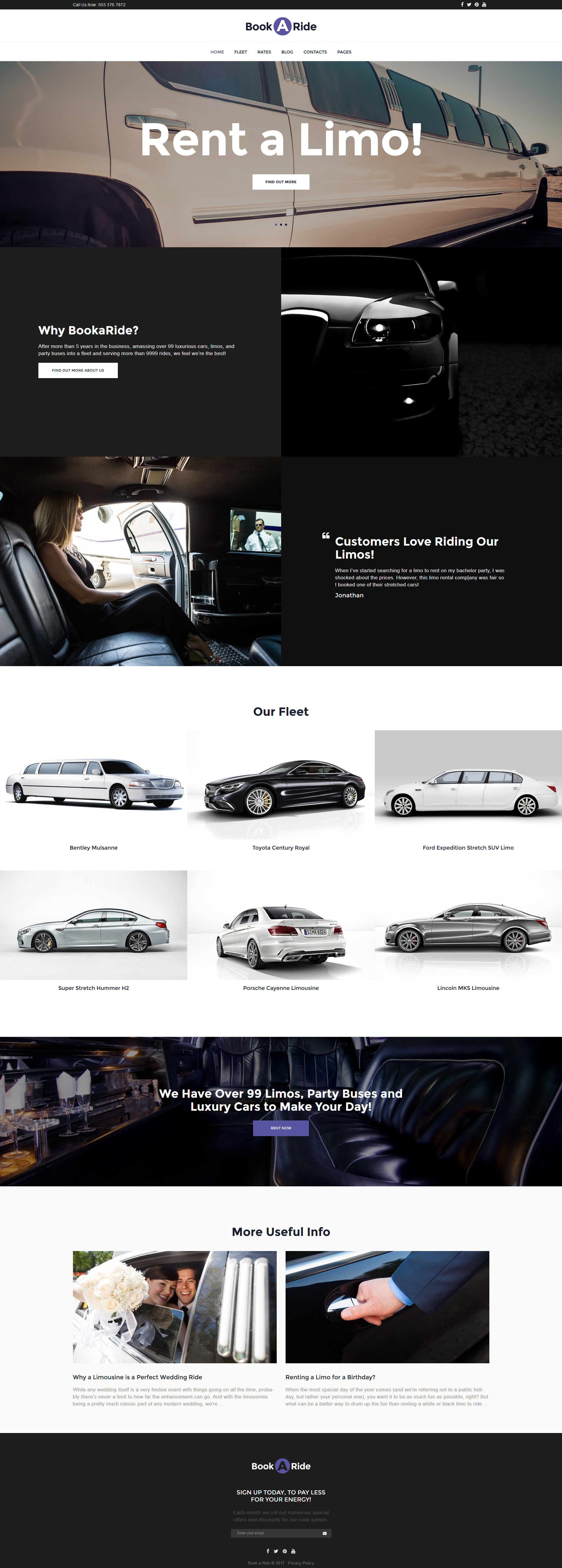 BookaRide - Limousine Car Rental Services WordPress Theme