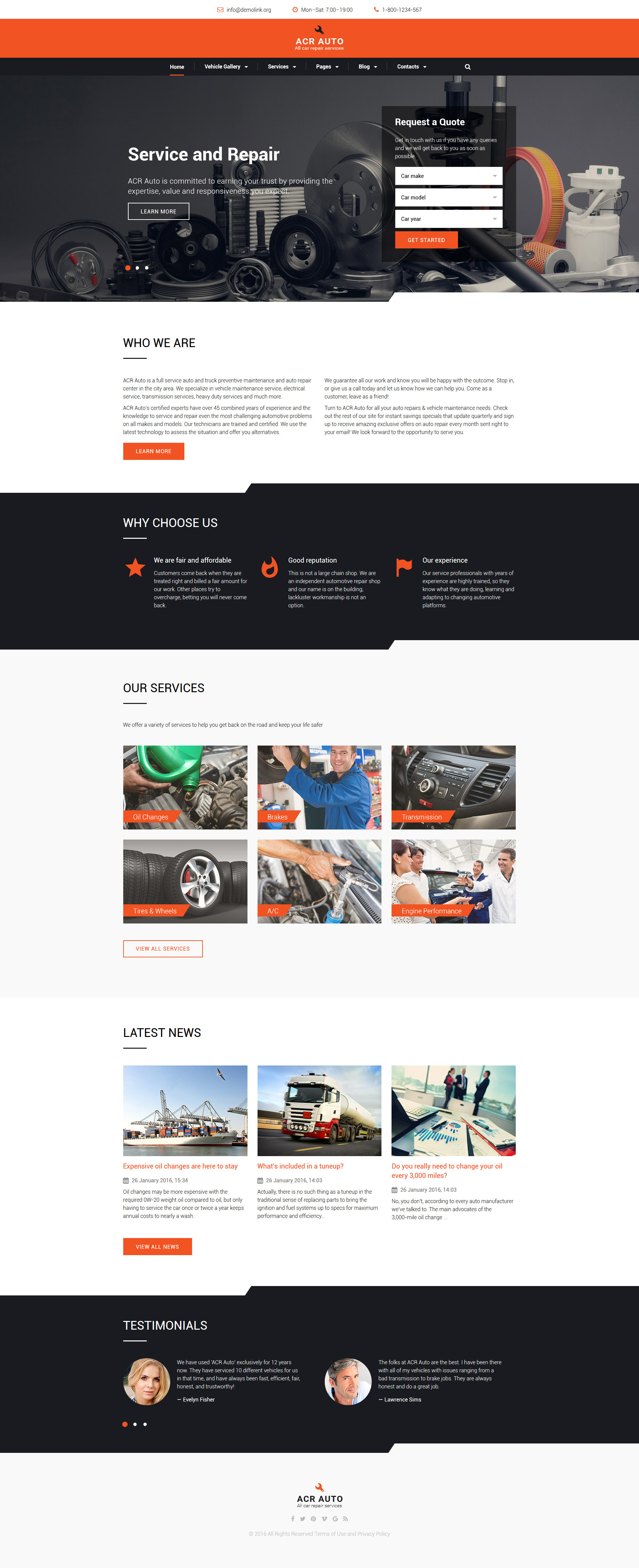 ACR Auto - Car Repair Modern Multipage HTML Website Template