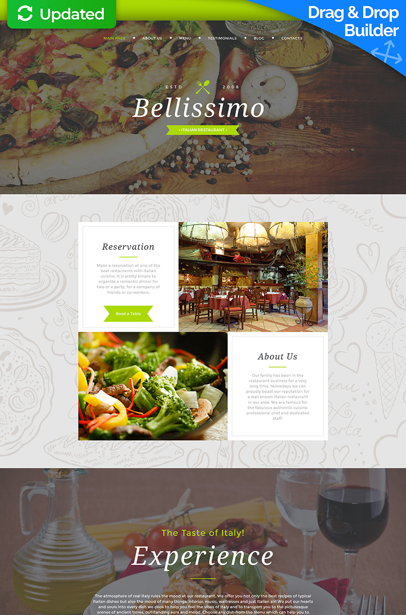 Bellissimo - Beautiful Restaurant Moto CMS 3 Template