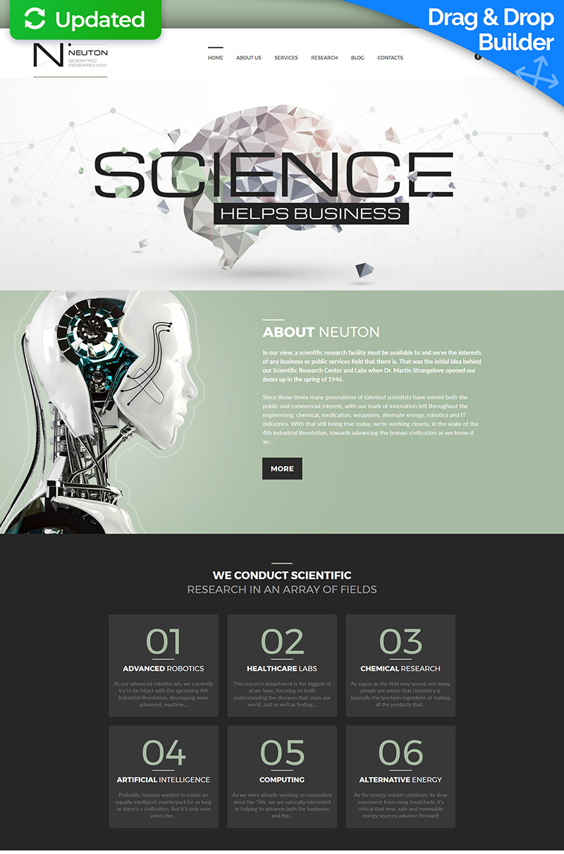 Science Web Moto CMS 3 Template
