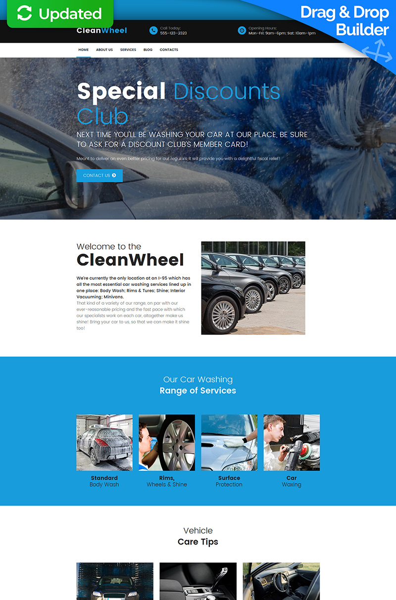 CleanWheel - Car Wash Moto CMS 3 Template