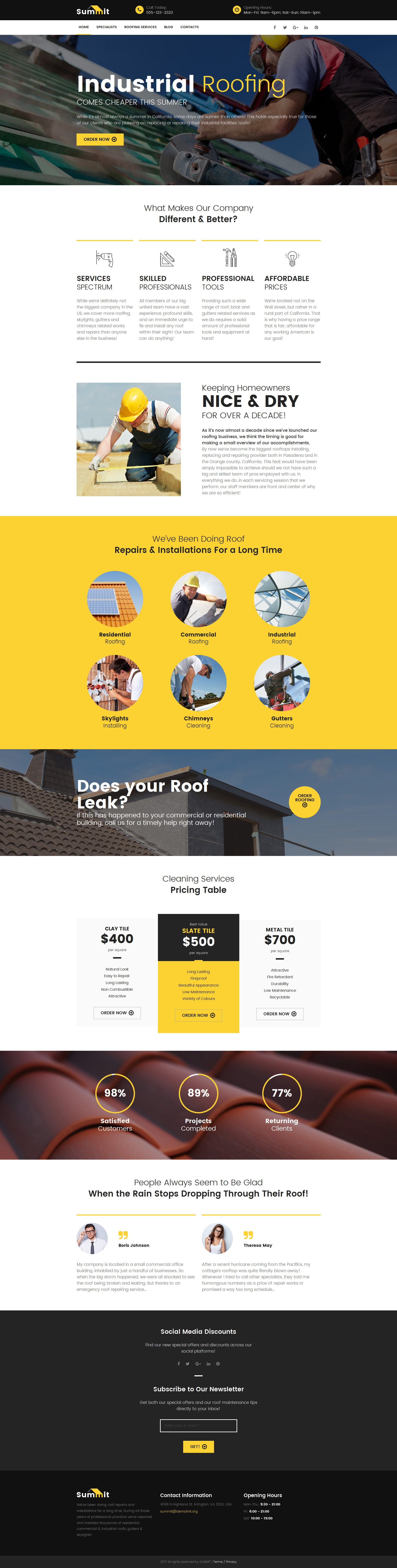 Summit - Roofing Moto CMS 3 Template