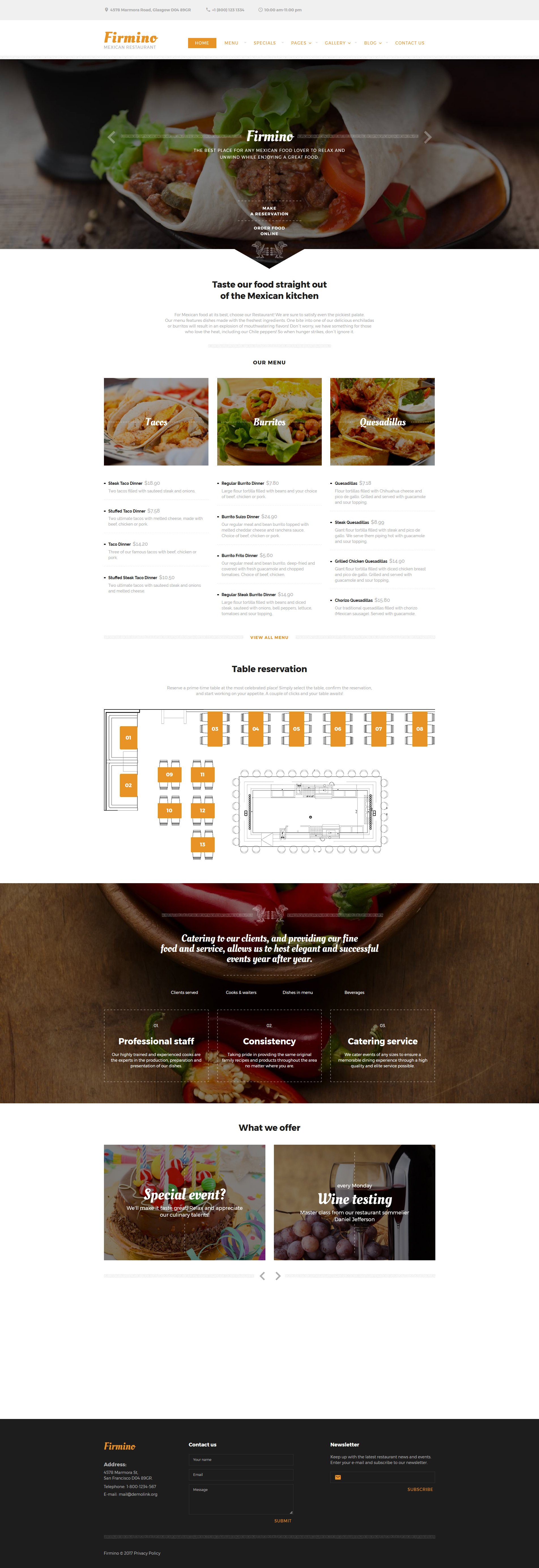 Firmino - Mexican Restaurant Multipage Website Template