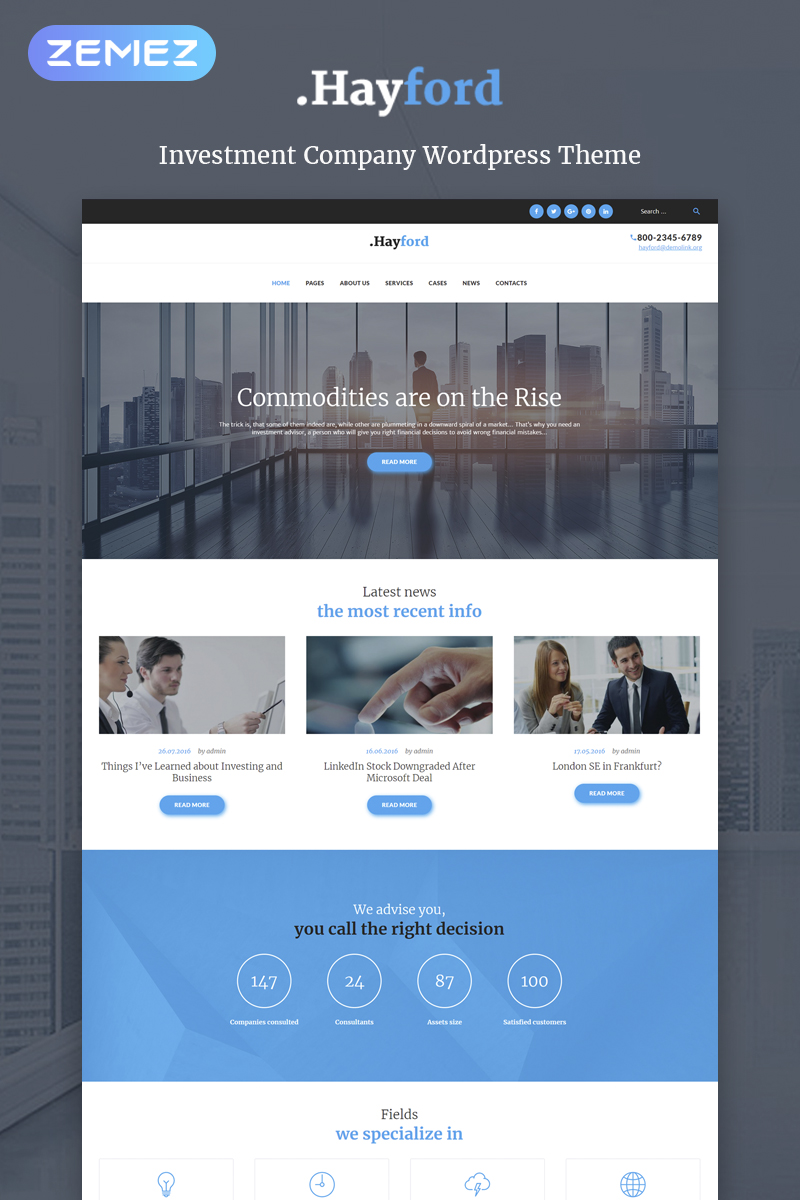 Hayford - Investment Consulting Services Responsive WordPress Theme
