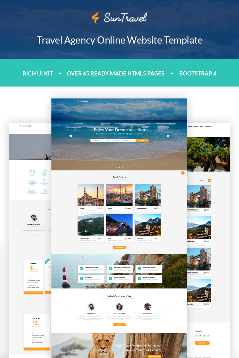 Sun Travel - Travel Agency Online Website Template