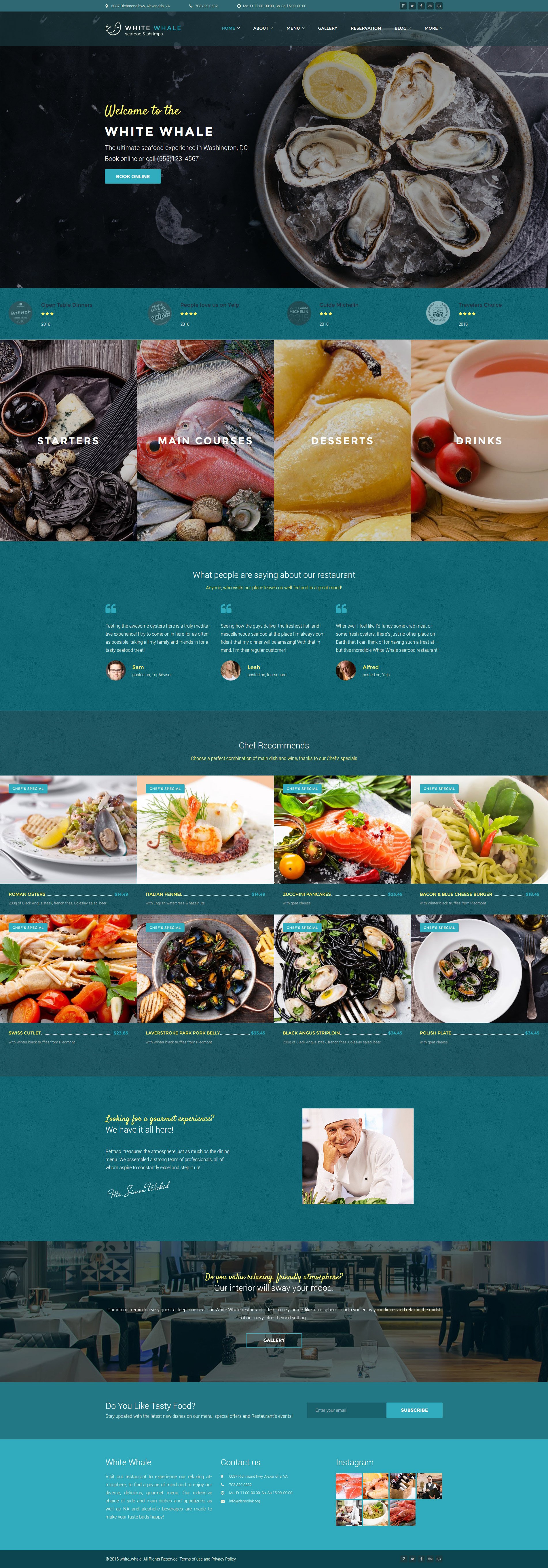 White Whale - Seafood Restaurant WordPress Theme