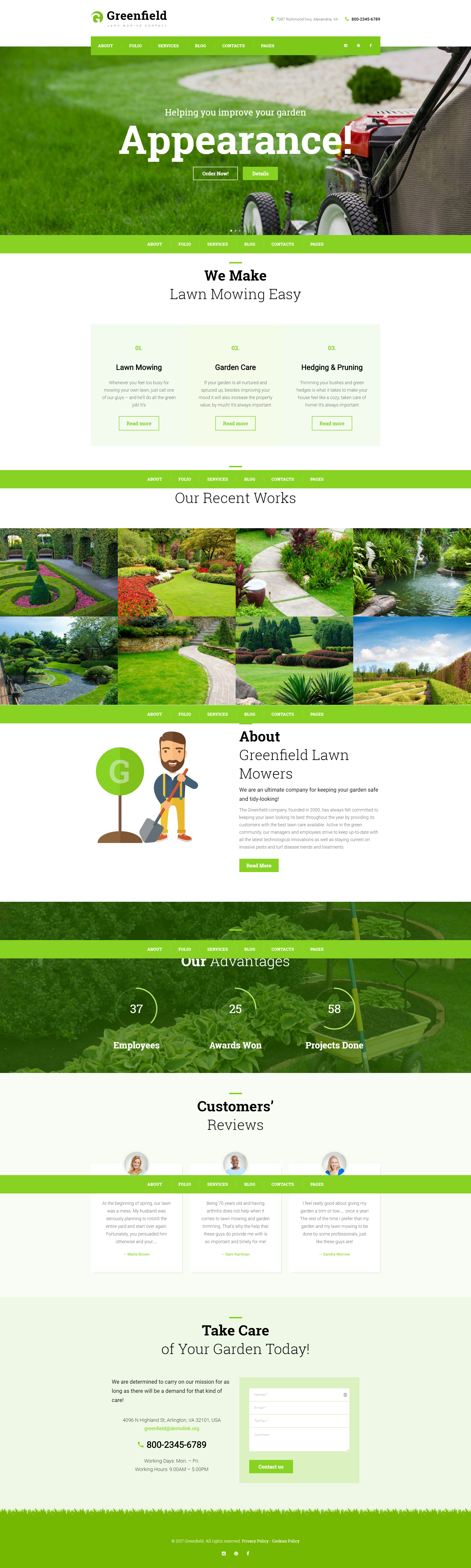 GreenField - Lawn Mowing Company Responsive WordPress Theme