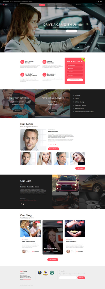 Safe Drive - Traffic School & Driving Lessons Website Template