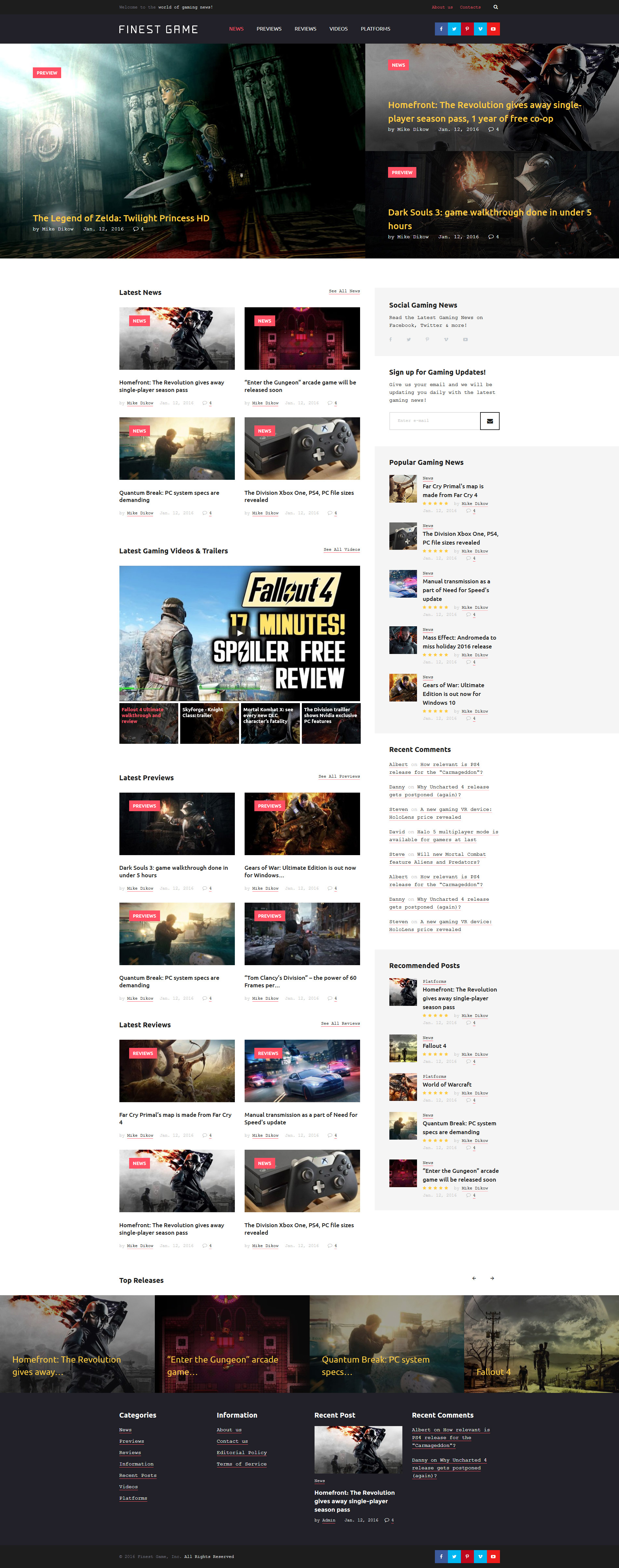 Finest Game Website Template