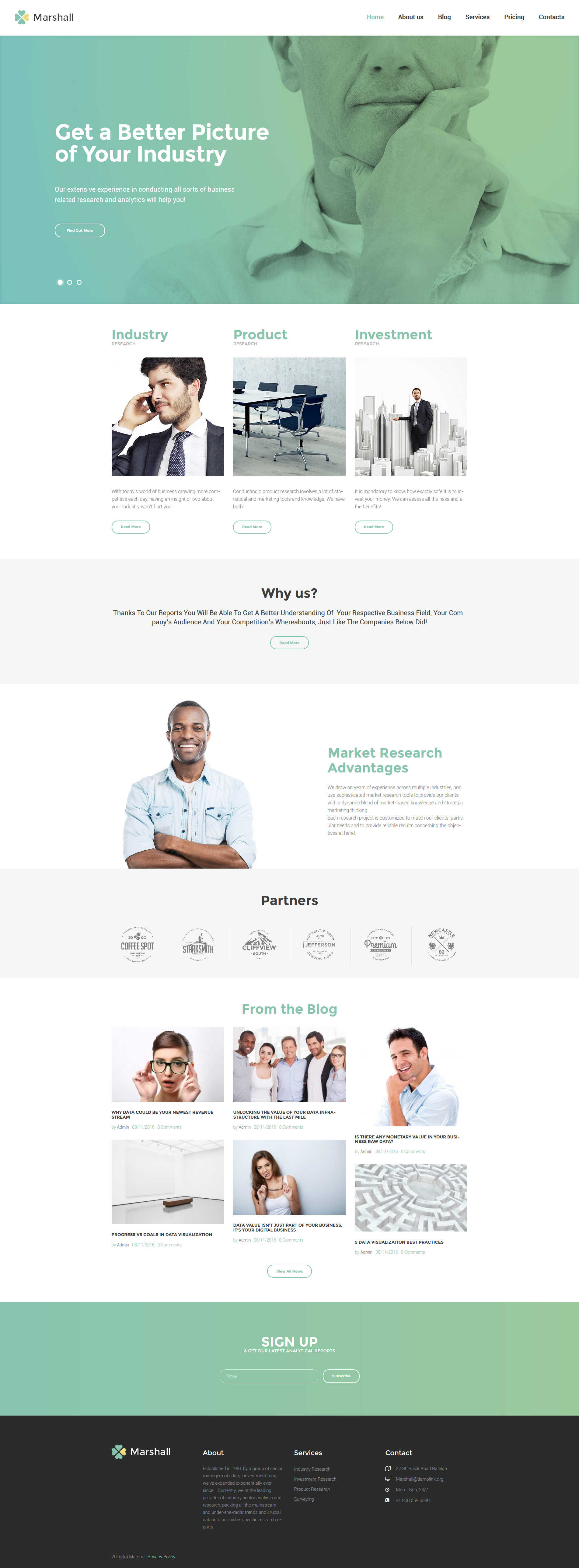 Marshall - Business Analysis and Market Research Agency WordPress Theme