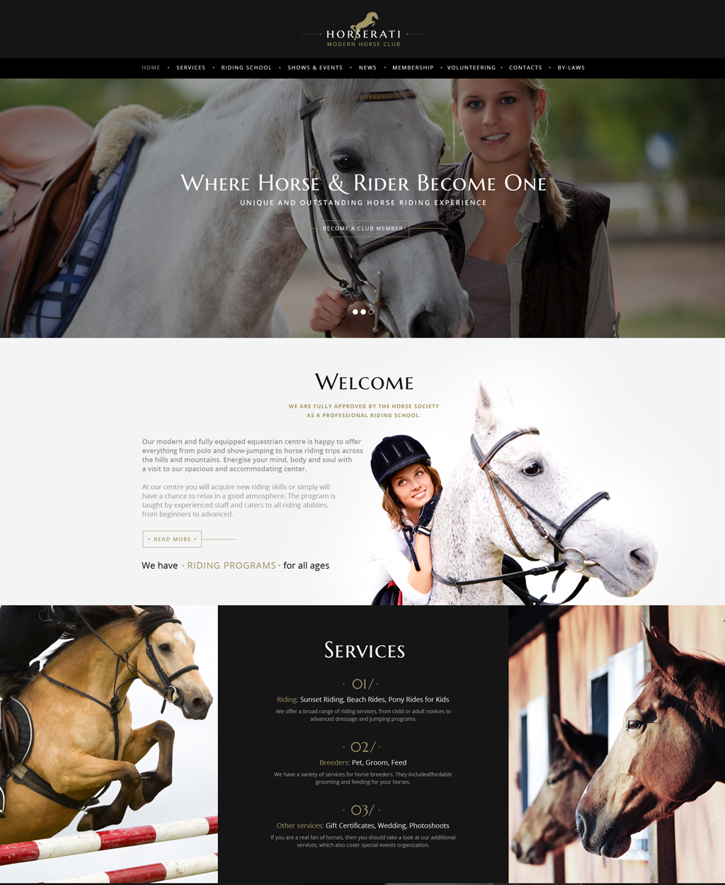 Horserati - Horse Club Multipage Website Template