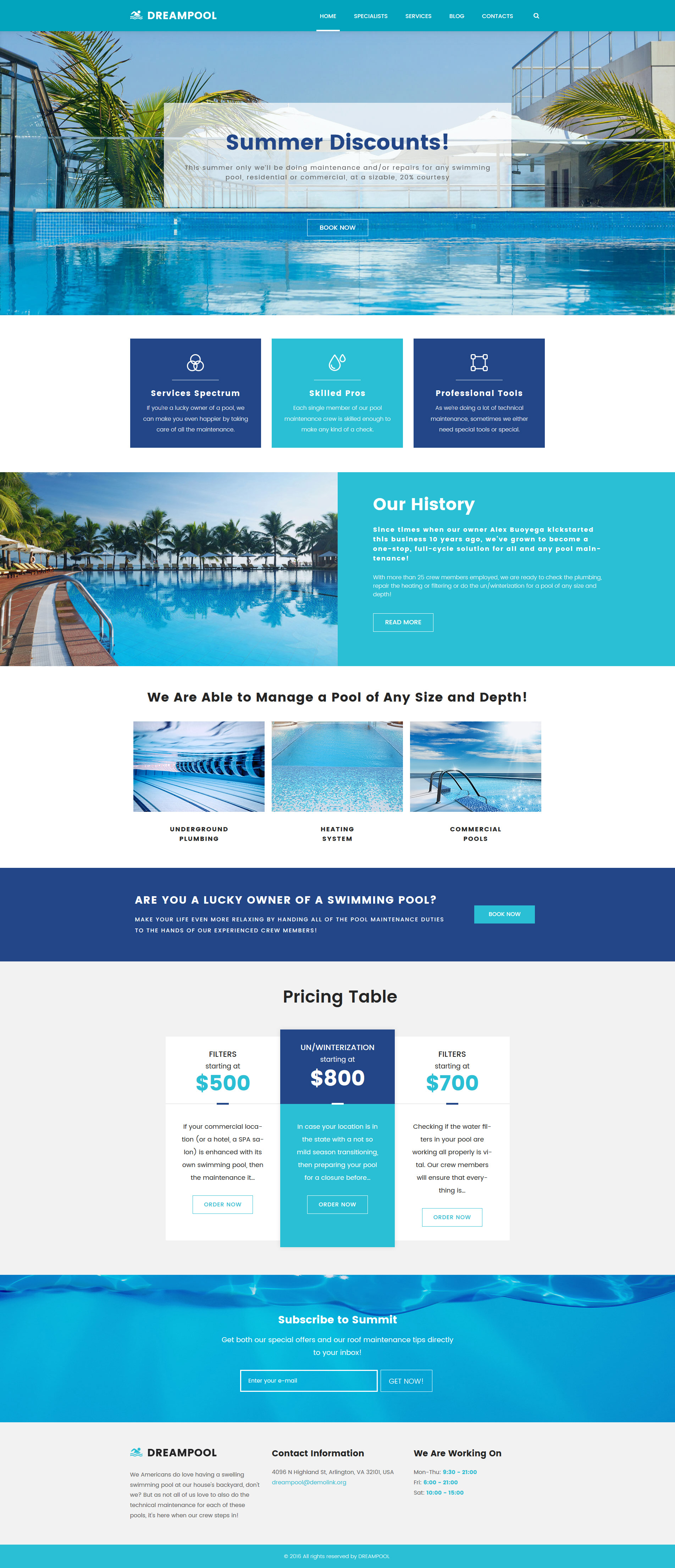 Dream Pool - Pool Cleaning & Pool Repair WordPress Theme