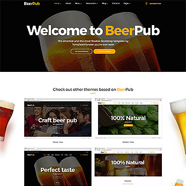 Pub Bar Responsive Website Templates 62175