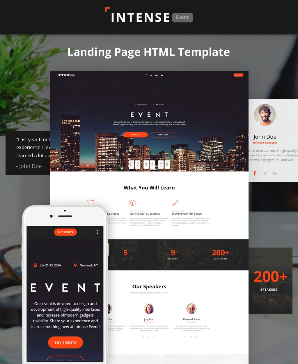 Intense - Event Planner HTML5 Landing Page Template