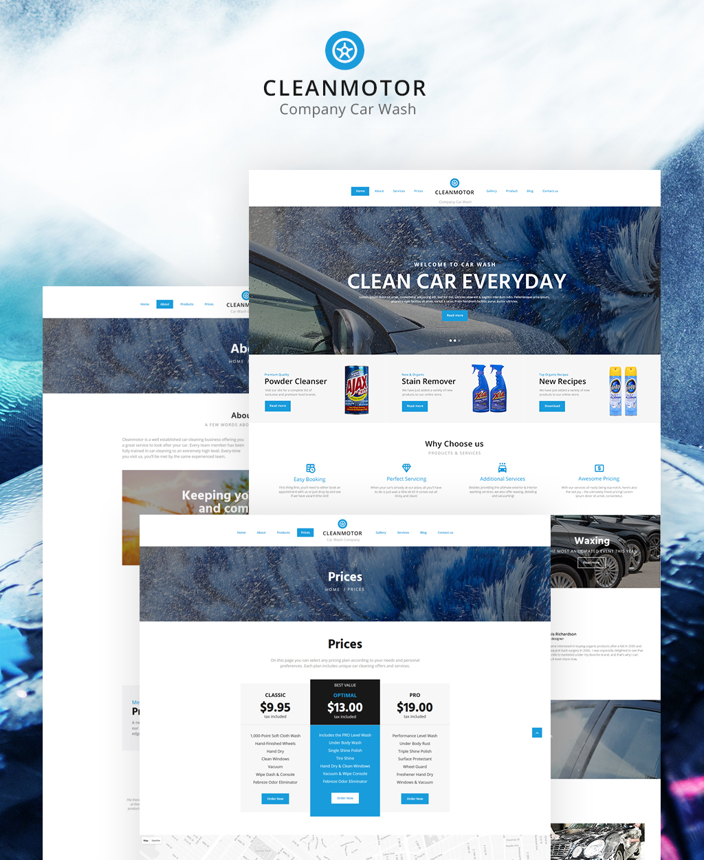 CleanMotor - Car Wash Company Responsive Multipage Website Template