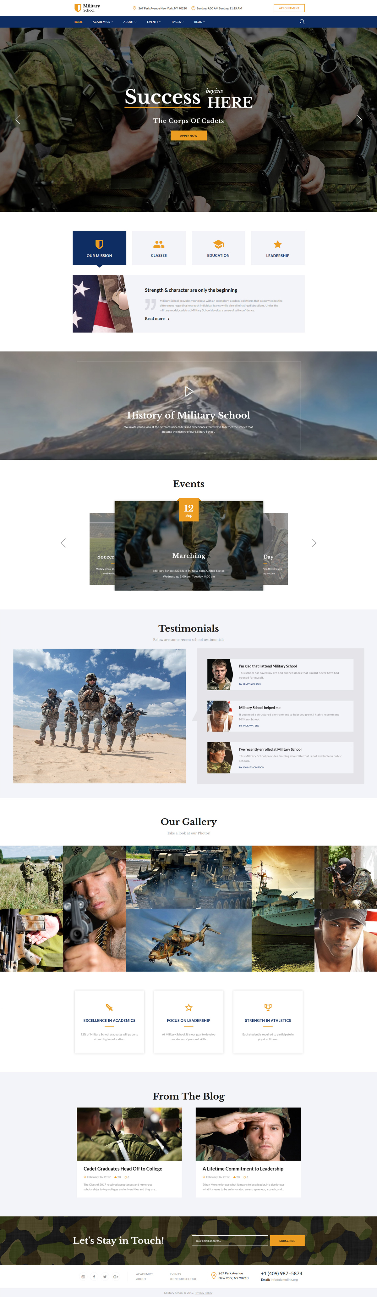 Military School Multipage Website Template