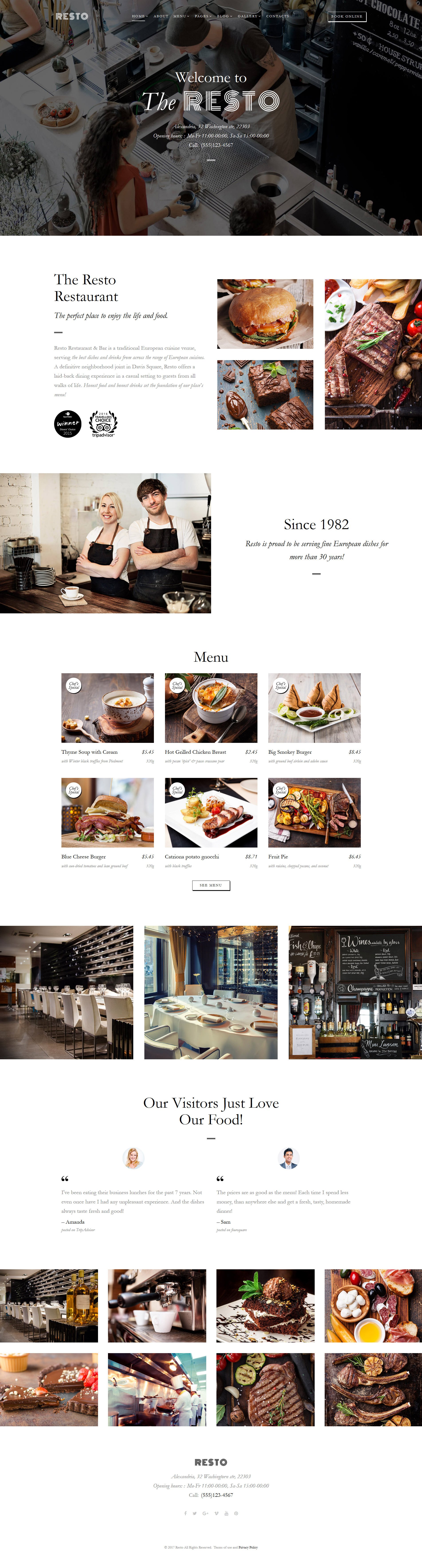 Resto - Cafe & Restaurant Multipage Website Template