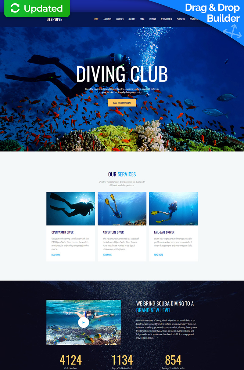 Deepdive - Sports & Outdoors & Diving Moto CMS 3 Template